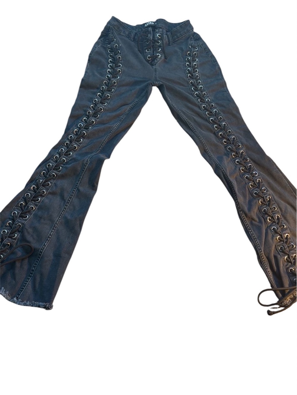 AKIRA Lace-Up Flare Jeans